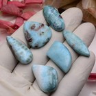 6 Pcs Natural Larimar Untreated 22mm-31mm Cabochon Loose Gemstone Wholesale Lot