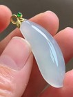 18k Yellow Gold Natural Grade A Icy  Jadeite Natural Jade Pendant Fudou 1019