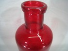 Vintage Red Art Glass Bottle Vase Bubbled Blown Thick Apothecary Style 12  Decor