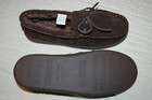 Womens Slippers Moccasin Style Slip On Brown Mock Suede Faux Fur Lining S 5-6