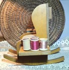 Vintage Sewing Caddy Wood Rocking Chair 11 Spool Holders Pin Cushion Buttons