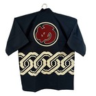 Japanese Long Happi Coat Me-gumi Firefighter Design Seigaiha Cotton Jacket Unise