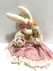 Vintage 90s Shelf Sitter Rabbit Cottagecore Granny Joanna Fabric Home Decor