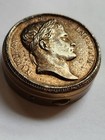 Vintage Napoleon Bonaparte Empereur Metal Trinket Pill Box Coin Silver Gold Tone