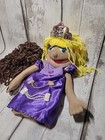 Rare Melissa And Doug Hand Puppet Purple Dress Girl Removable Blonde brown Hair