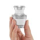 Keepsake Cremation Urn For Human Ashes  Silver And White Etched With Velvet Case