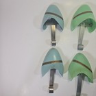 Vintage Saks Fifth Avenue Lady Shoe Forms Green   Blue Plastic   Metal - 3 Pairs