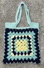 Crochet Tote Shoulder Bag Handmade Granny Square Medium Bag Purse Boho Hippie