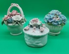 3 Vintage Porcelain Flower Basket Set
