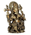 Large Brass Ganesh Statue 15 5  - Hindu Idol Sculpture