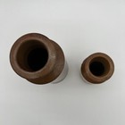 Antique Victorian Stoneware Blacking Bottles Pair Salt Glaze Primitive Clay Vase