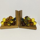 Lucite Grapes Bookends Amber yellow Vintage 1960 s Mid Century Modern