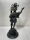Vintage Italian Resin Blackamoor Statue Figurine Candlestick With Bronze Torch