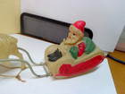 Vintage Japan Celluloid Santa Claus Sleigh  reindeers Missing Foot Bells 12 