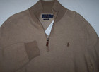 Nwt Polo Ralph Lauren Camel Pima Cotton Mesh Half-zip Sweater Men s L Brown Pony