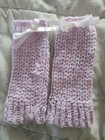 Hand Crocheted Purple Leg Warmers With Ribbon