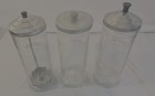 Lot Of  3  Vintage Barbicide Glass Germicide Disinfectant Barber Jars 11 1 2 