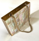 Vtg 50 s Marhill Compact Purse Makeup Case Mother Of Pearl Minaudier