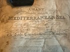 1828 Admiralty Chart Mediterranean Sea Capt  W h  Smyth Linen-backed Map 39x29