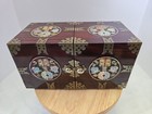 Beautiful Vtg Wooden Oriental Trinket   Jewelry Box Inlay With Drawers