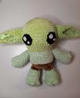 Handmade Crochet Baby Yoda Grogu Plush Doll Brown Robe Fur Scarf The Mandalorian