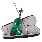      Full Size 4 4 Green Basswood Acoustic Violin Kit   Hard Case  Bow  Rosin Gift