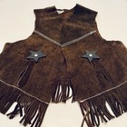 Brown Suede Leather Costume Western Cowboy Kids Youth Vest Only Xl Halloween