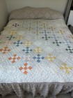 Vtg antique Handmade Patchwork Quilt 9 Block Pattern Soft Multi Colored 69   x67   