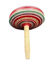 Vintage Koma Japanese Handcrafted Wood Spinning Top Red Green Purple Circles