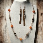 Holley s Cre8tions Handcrafted Red Agate Tigers Eye Copper Necklace   Earrings