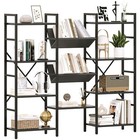 Triple Wide 4-tier Bookshelf Large Storage Shelf Bookcase With Open Display Rack