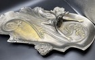 Antique Huge 14    Bronze Art Nouveau Raised Lady French Jewelry Tray Heavy
