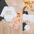 Infant Newborn Baby Girls Polka Dots Romper pants Outfit Clothes Bodysuit Set