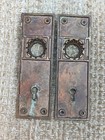 2 1 16  X 6 1 4  Pair Of Antique Cast Brass Door Knob Plates- 066