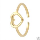 Heart Toe Ring Sterling Silver 925 Beach Adjustable Jewelry Yellow Gold Plated