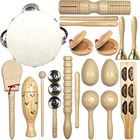 Musical Instruments Set  15pcs Natural Wooden Percussion Tambourine Maracas
