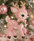 Diy Rosey Reindeer Retro Christmas  Embroidered   Sequin Felt Ornament Kit New