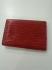 Louis Vuitton Textured Leather Key Case Red Logo Snap Closure For Women