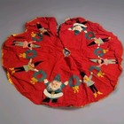Vintage Rare 1950s Christmas Tree Skirt 3d Santa Clause Pixie Elf Faces Japan