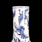 37cm Yongzheng Signed Old Chinese Blue And White Vase W  Crane N1536