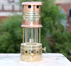 Welsh Miners Lamp - Vintage Copper Oil Lantern  medium  With Leather Box