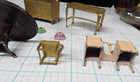Lot Of 7 Antique 1930 Tootsietoy Metal Dollhouse Miniature Furniture Pieces