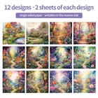 24 Sheets Scrapbooking Paper Pad 6x6inches 160gsm Single Sided Decorative Pap   
