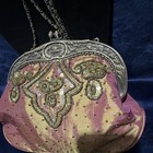 Vtg Beaded Evening Bag Kisslock Clutch Filigree Frame Y2k Boho christiana Style 