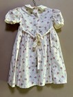 Vintage Bonnie Jean Girls Cotton Made In Usa White Dress Size 5 Pink Flowers