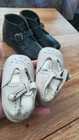 Vtg antique Baby Shoes Boys Boots infant Shoes leather Handmade  Buttons  Buckle