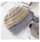100  Real Mink Fur Knitted Beanie Hat Women Winter Cap With Fox Fur Pom Poms