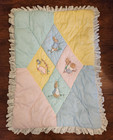 Vtg Beatrix Potter Peter Rabbit Quiltex Comforter   Headboard Gingham Pastel Set