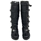 Steampunk Gothic Leather Boots Black Buckle Knee High Biker Shoes
