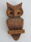 Set Of 2 Vintage 1970s Cryptomeria Wooden Owls   1 Wall Art And 1 Free Standing